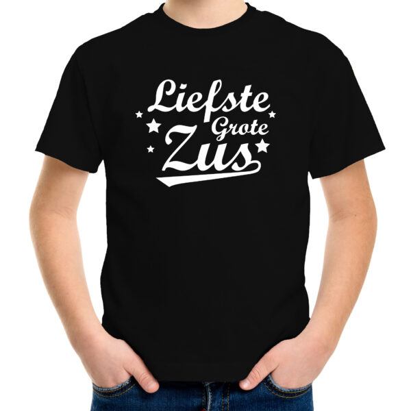Liefste grote zus kado shirt voor meisjes / kinderen zwart