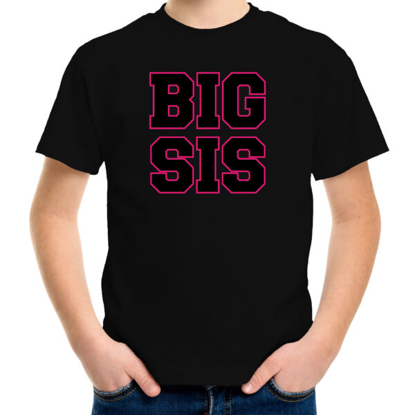 Big sis grote zus kado shirt voor meisjes / kinderen zwart