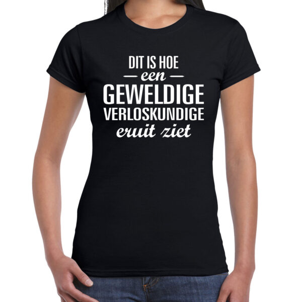Dit is hoe een geweldige verloskundige eruit ziet cadeau t-shirt zwart dames