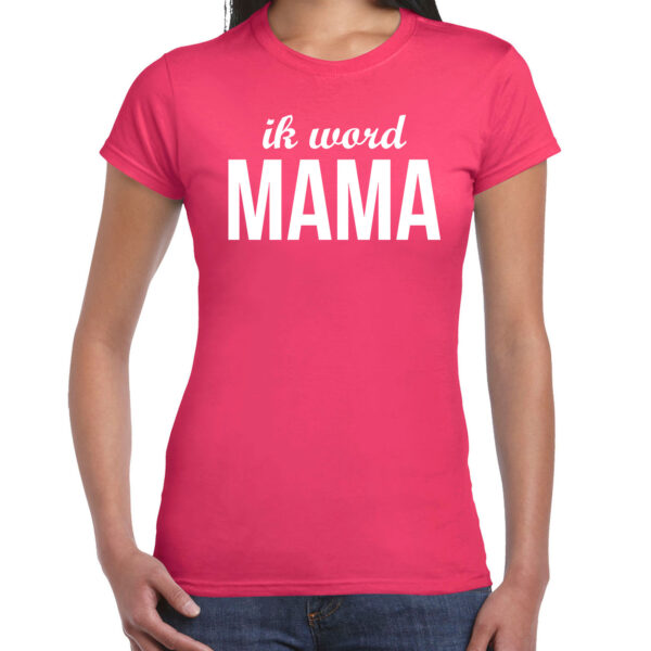 Ik word mama t-shirt fuchsia roze voor dames - Cadeau aanstaande moeder/ zwanger 2XL -
