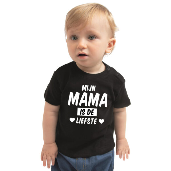 Mijn mama is de liefste kado shirt voor baby / kinderen zwart