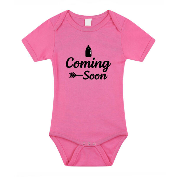 Coming soon gender reveal rompertje roze meisjes 80 (9-12 maanden) -