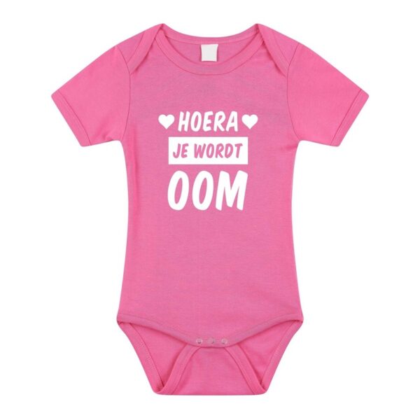 Hoera je wordt oom cadeau baby rompertje roze voor meisjes