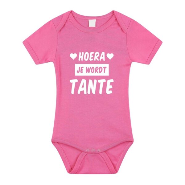Hoera je wordt tante cadeau baby rompertje roze voor meisjes