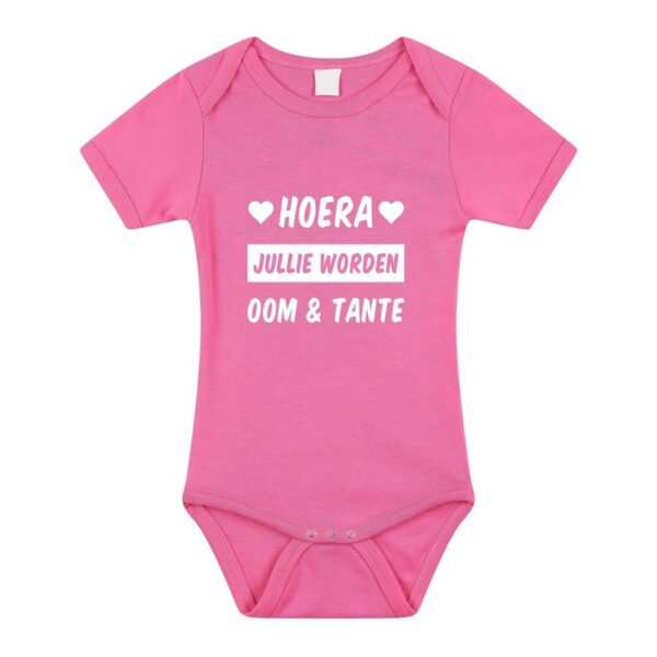 Hoera jullie worden oom en tante kraamcadeau rompertje roze meisjes