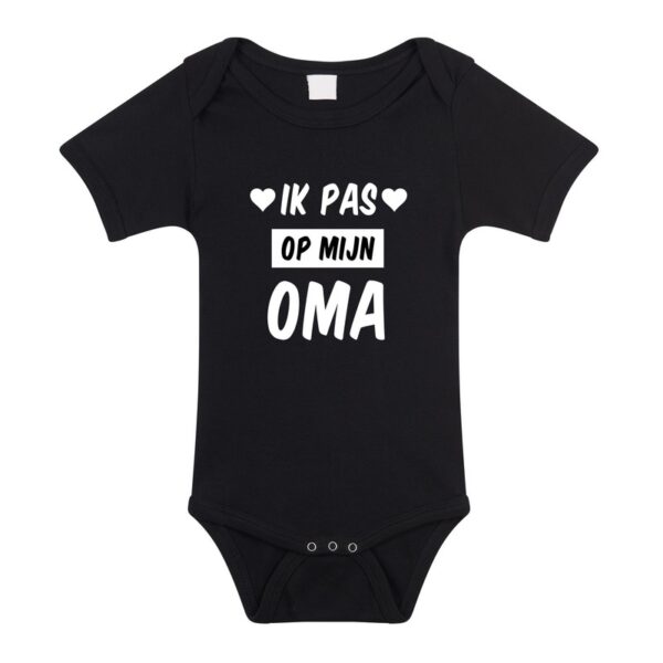 Ik pas op mijn oma kraamcadeau rompertje zwart meisjes en jongens