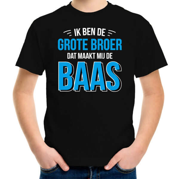 Grote broer de baas cadeau t-shirt zwart jongens / kinderen