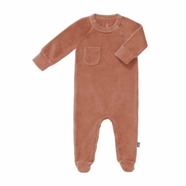 Fresk pyjama velours met voet Ash Rose