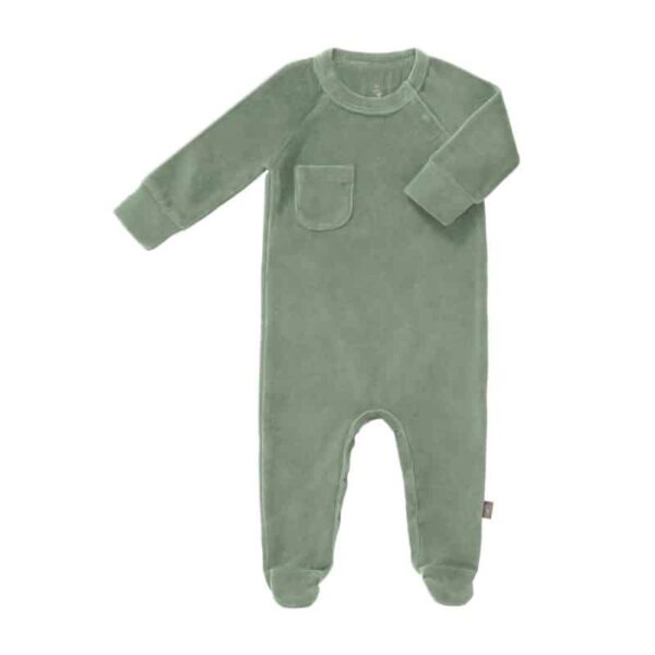Fresk pyjama velours met voet Forest Green
