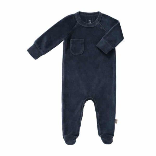 Fresk pyjama velours met voet Indigo