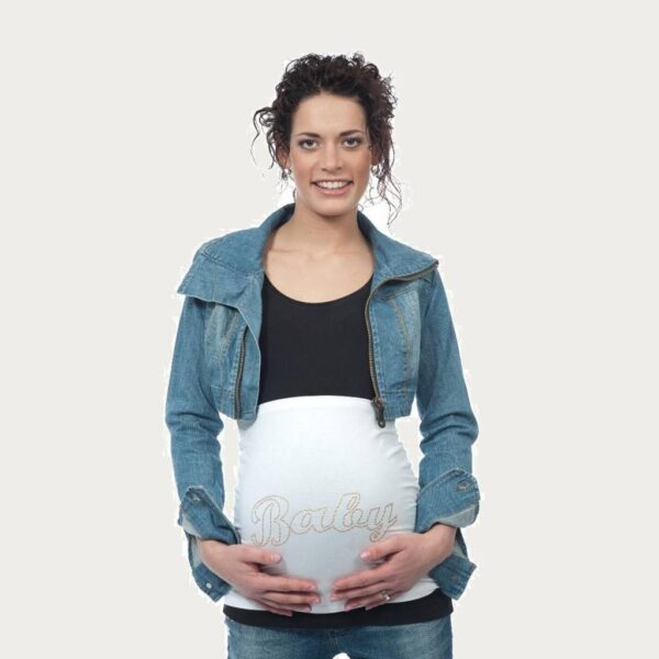 Op en Top Zwanger Zwangerschaps Buikband Baby Wit
