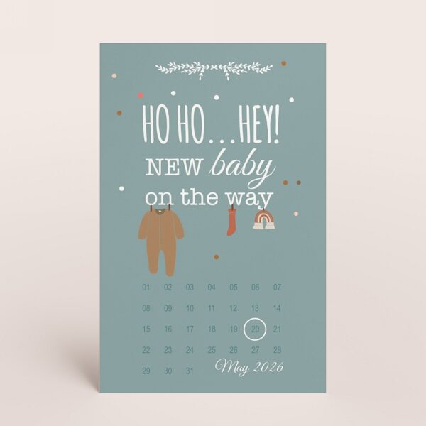 Kerstkaart zwangerschapsaankondiging (proefdruk)